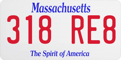 MA license plate 318RE8