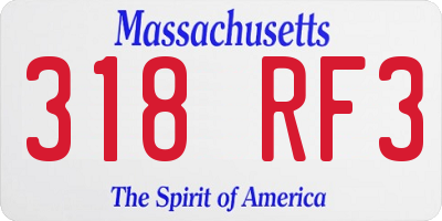 MA license plate 318RF3