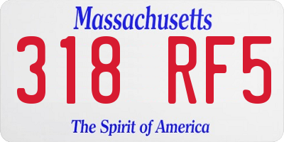 MA license plate 318RF5