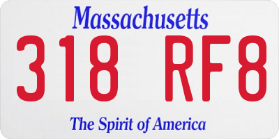 MA license plate 318RF8