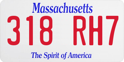 MA license plate 318RH7