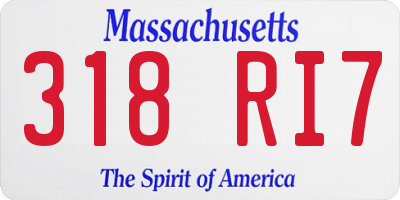 MA license plate 318RI7