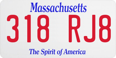 MA license plate 318RJ8