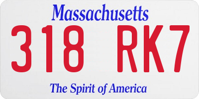 MA license plate 318RK7