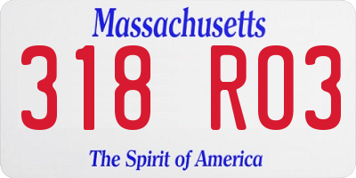 MA license plate 318RO3