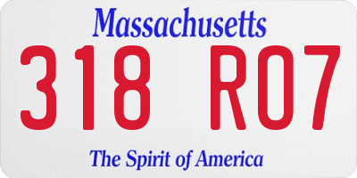 MA license plate 318RO7