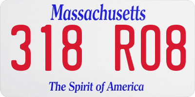 MA license plate 318RO8