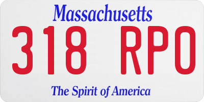 MA license plate 318RP0