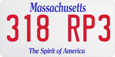 MA license plate 318RP3