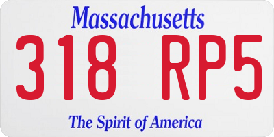 MA license plate 318RP5