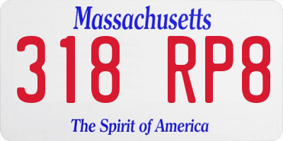MA license plate 318RP8