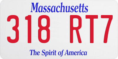 MA license plate 318RT7