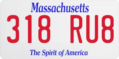MA license plate 318RU8