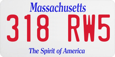MA license plate 318RW5