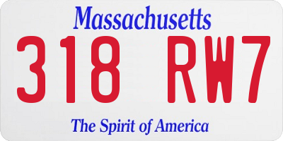 MA license plate 318RW7