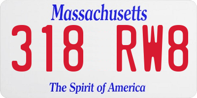 MA license plate 318RW8