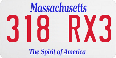 MA license plate 318RX3
