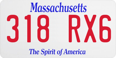 MA license plate 318RX6