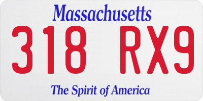 MA license plate 318RX9