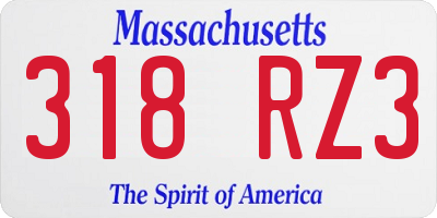 MA license plate 318RZ3