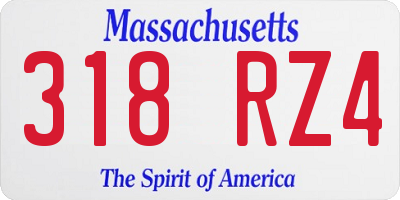 MA license plate 318RZ4