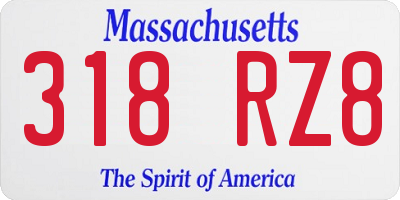 MA license plate 318RZ8