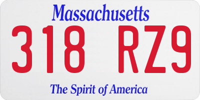 MA license plate 318RZ9