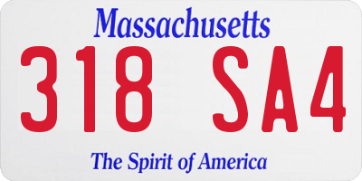 MA license plate 318SA4