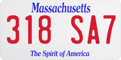 MA license plate 318SA7