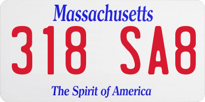 MA license plate 318SA8
