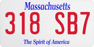 MA license plate 318SB7
