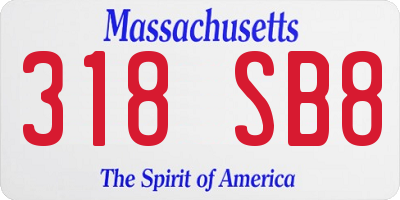 MA license plate 318SB8