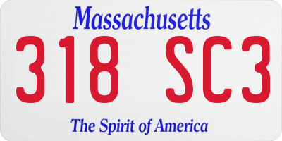 MA license plate 318SC3