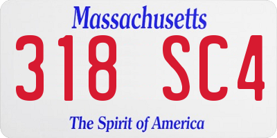 MA license plate 318SC4