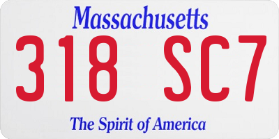 MA license plate 318SC7