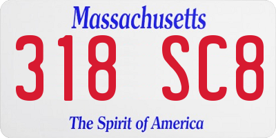 MA license plate 318SC8