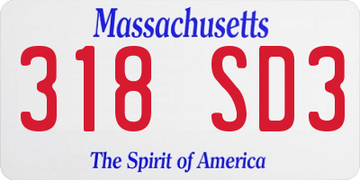 MA license plate 318SD3