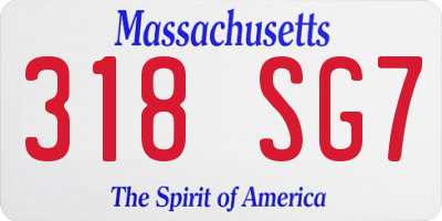 MA license plate 318SG7