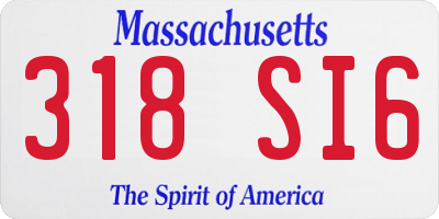 MA license plate 318SI6