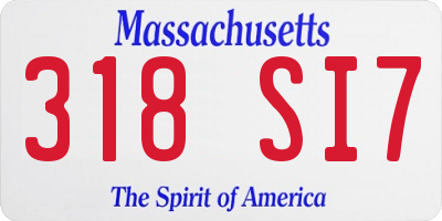 MA license plate 318SI7