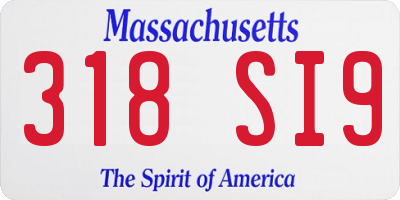 MA license plate 318SI9