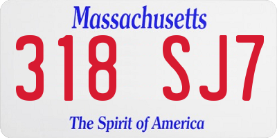 MA license plate 318SJ7