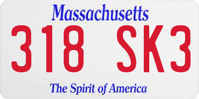 MA license plate 318SK3