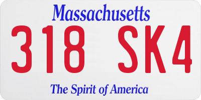 MA license plate 318SK4