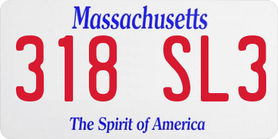 MA license plate 318SL3