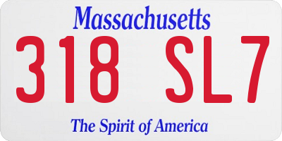 MA license plate 318SL7