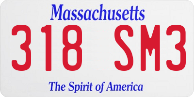 MA license plate 318SM3