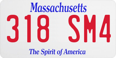 MA license plate 318SM4