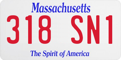 MA license plate 318SN1
