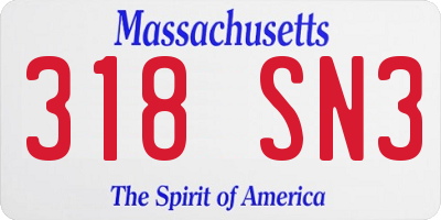 MA license plate 318SN3